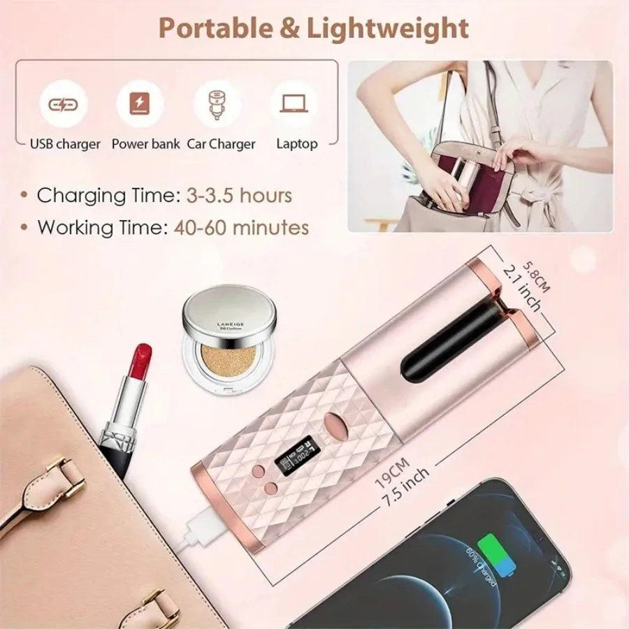 Portable Cordless Automatic Hair Curler