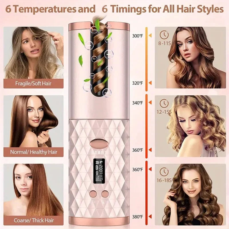 Portable Cordless Automatic Hair Curler